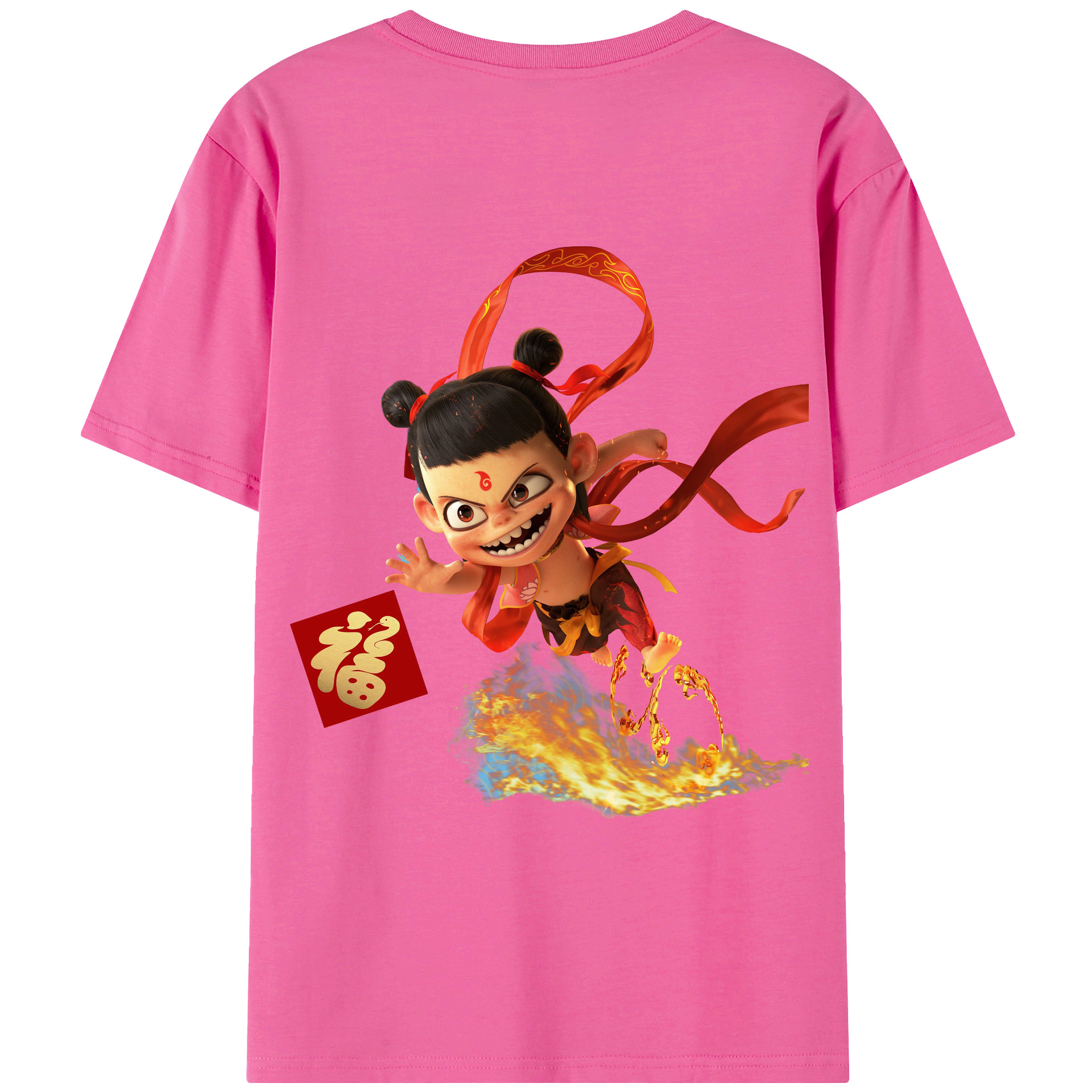 （画像用） Ne Zha 2 ナタ 魔童の大暴れ レディース半袖Tシャツ(バックプリント)